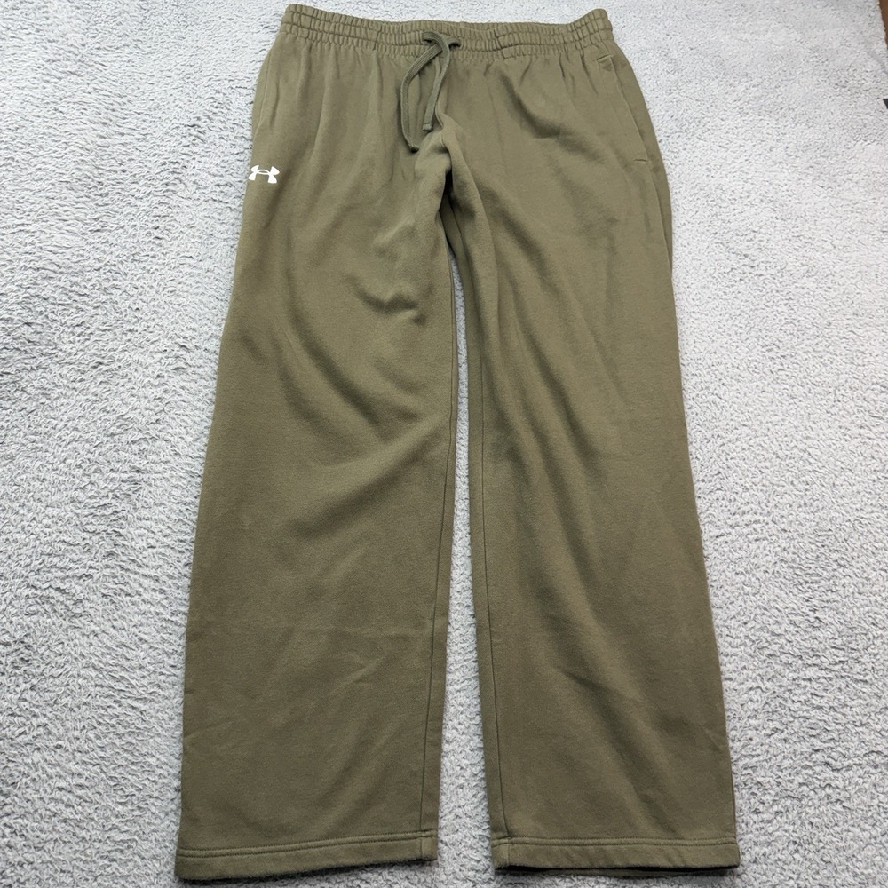 Under Armour Rival Fleece Pants Mens XL Green Straight Loose Wide Leg Drawstring